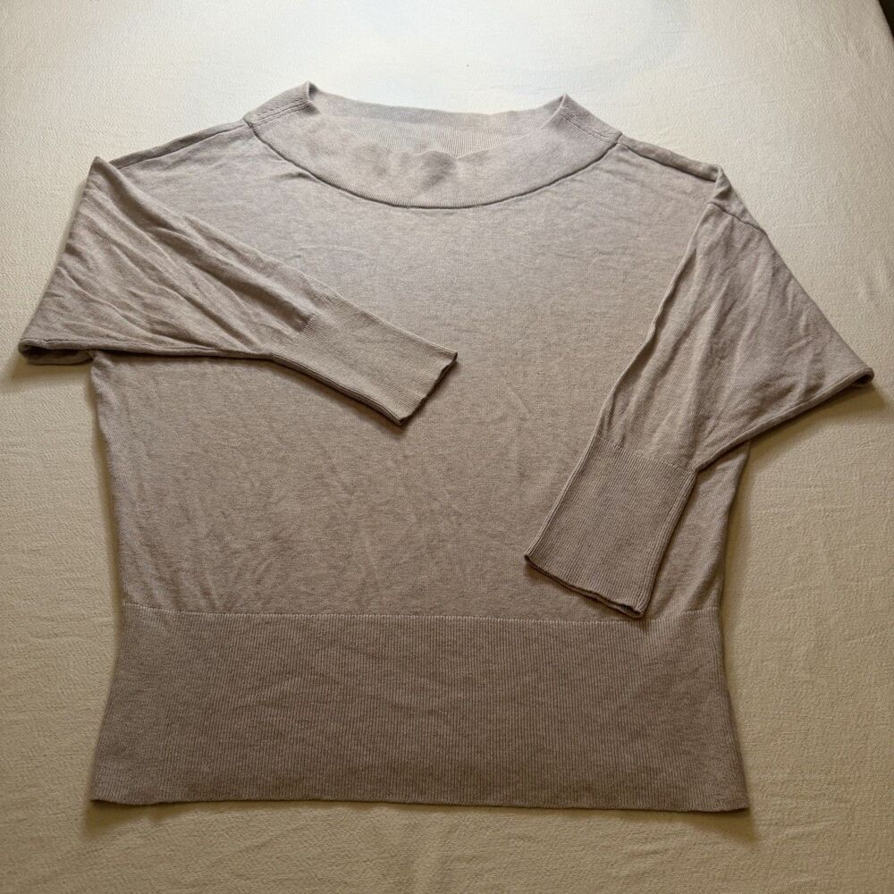 Women's Express Beige Off The Shoulder Sweater 3/4 Arm Sleeve Long Size Medium